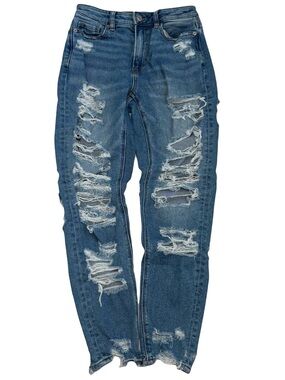 American Eagle Blue Ripped Mom Jeans